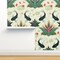 Lotus Damask Koi Fish Black Green Teal Japanese Pond Oriental Asia Beige Pink Water Custom Pre-pasted Wallpaper by Spoonflower Pre-Pasted Wallpaper 2FT Wide